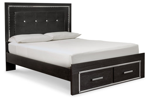 Kaydell Black Queen Upholstered Panel Bed with Storage - SET | B100-13 | B1420-54S | B1420-57 | B1420-95 - Vega Furniture