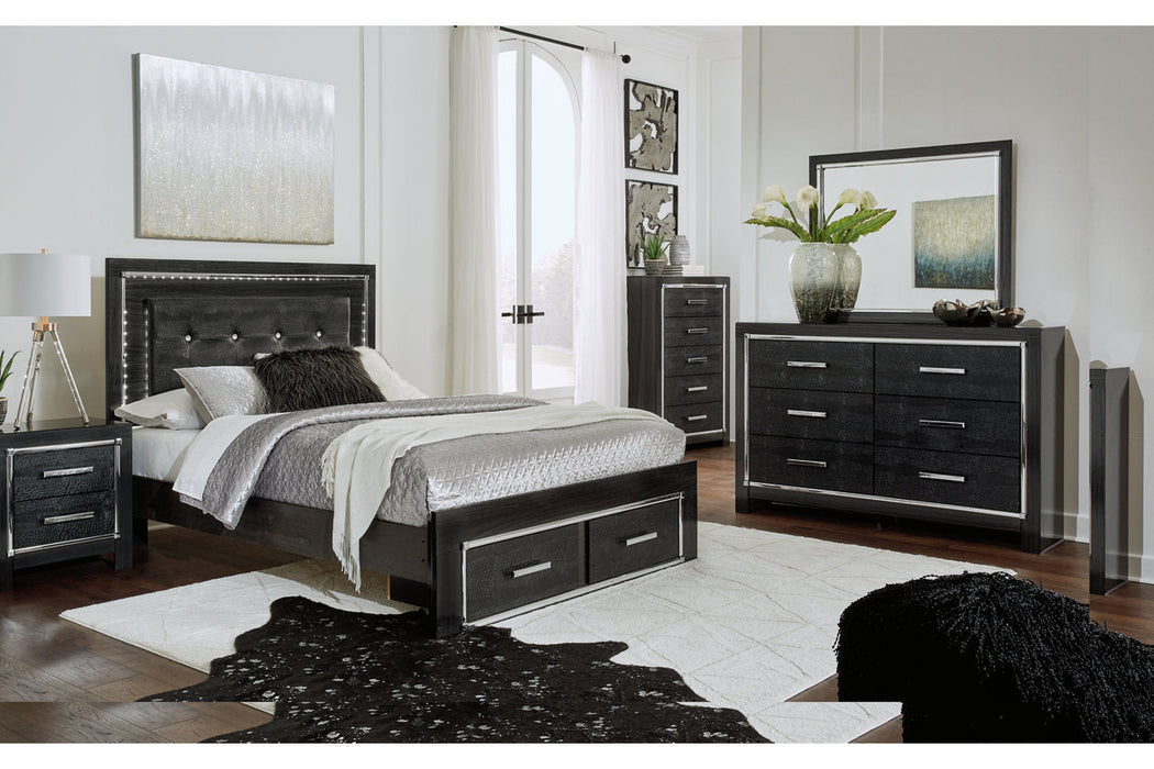 Kaydell Black Queen Upholstered Panel Bed with Storage - SET | B100-13 | B1420-54S | B1420-57 | B1420-95 - Vega Furniture