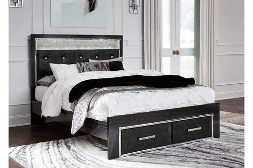 Kaydell Black Queen Upholstered Panel Storage Bed - SET | B1420-157 | B1420-54S | B1420-96 - Vega Furniture