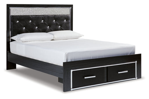 Kaydell Black Queen Upholstered Panel Storage Bed - SET | B1420-157 | B1420-54S | B1420-96 - Vega Furniture