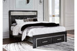 Kaydell Black Queen Upholstered Panel Storage Platform Bed - SET | B100-13 | B1420-157 | B1420-54S | B1420-95 - Vega Furniture