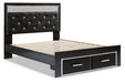 Kaydell Black Queen Upholstered Panel Storage Platform Bed - SET | B100-13 | B1420-157 | B1420-54S | B1420-95 - Vega Furniture