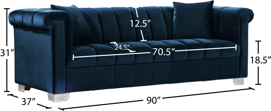 Kayla Blue Velvet Sofa - 615Navy-S - Vega Furniture