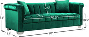 Kayla Green Velvet Sofa - 615Green-S - Vega Furniture