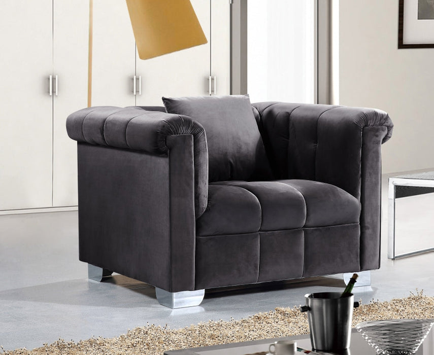 Kayla Grey Velvet Chair - 615Grey-C - Vega Furniture