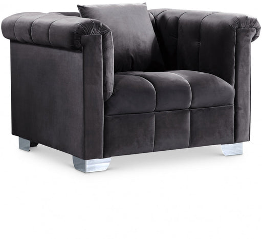 Kayla Grey Velvet Chair - 615Grey-C - Vega Furniture