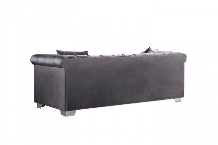 Kayla Grey Velvet Loveseat - 615Grey-L - Vega Furniture