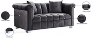 Kayla Grey Velvet Loveseat - 615Grey-L - Vega Furniture