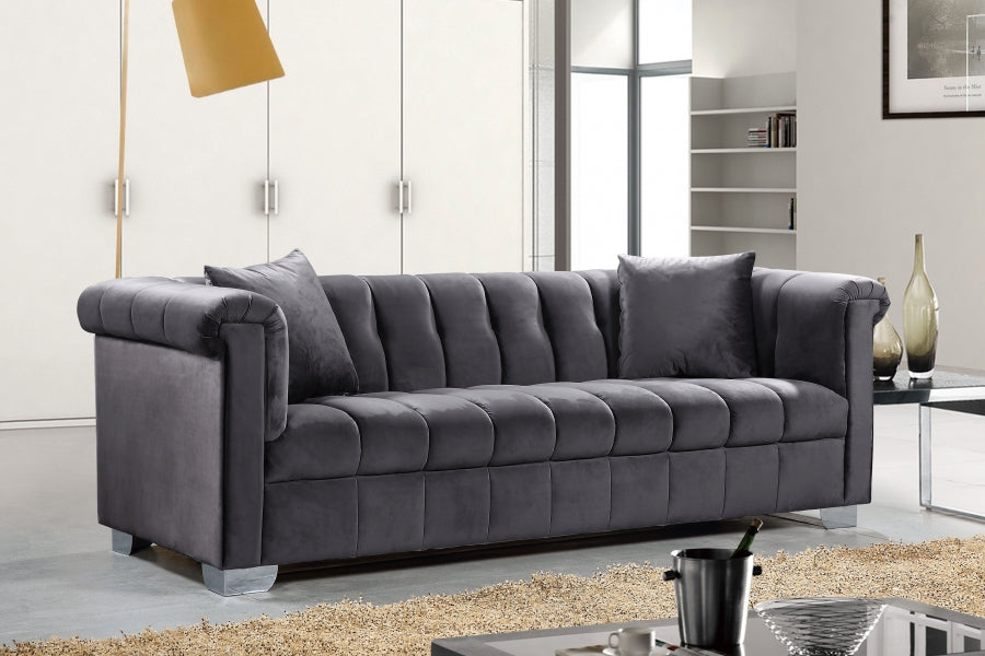 Kayla Grey Velvet Sofa - 615Grey-S - Vega Furniture