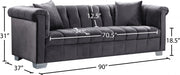 Kayla Grey Velvet Sofa - 615Grey-S - Vega Furniture