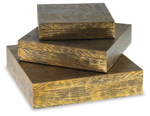 Keldy Antique Brass Finish Box, Set of 3 - A2000490 - Vega Furniture