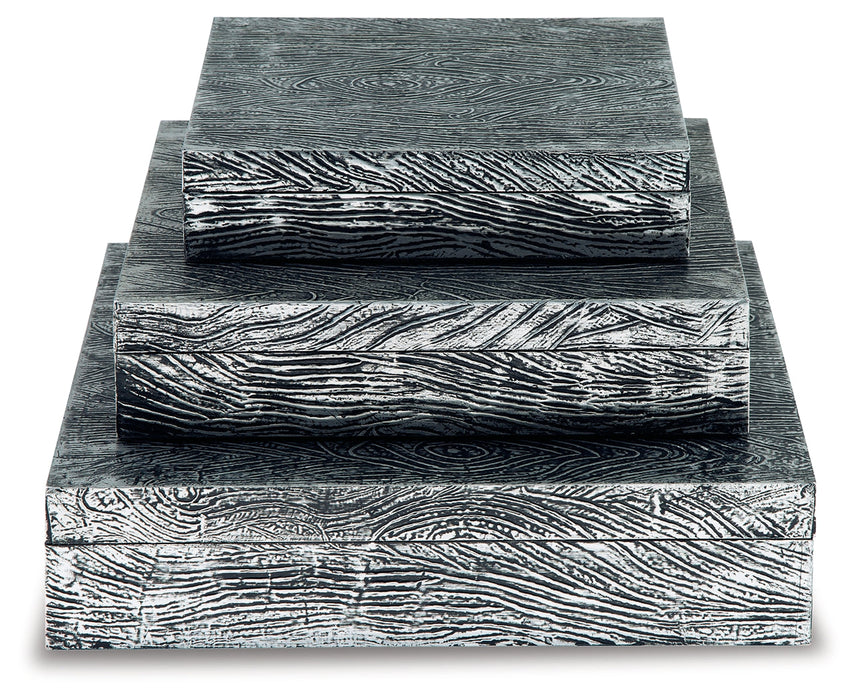 Keldy Antique Pewter Finish Box, Set of 3 - A2000491 - Vega Furniture