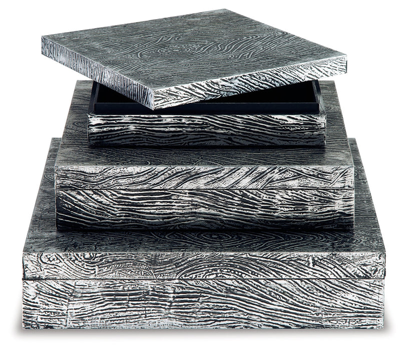 Keldy Antique Pewter Finish Box, Set of 3 - A2000491 - Vega Furniture