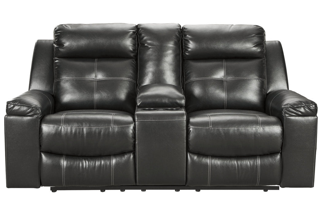 Kempten Black Reclining Loveseat with Console - 8210594 - Vega Furniture