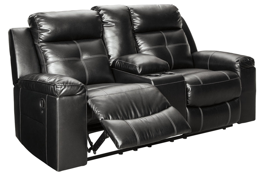 Kempten Black Reclining Loveseat with Console - 8210594 - Vega Furniture