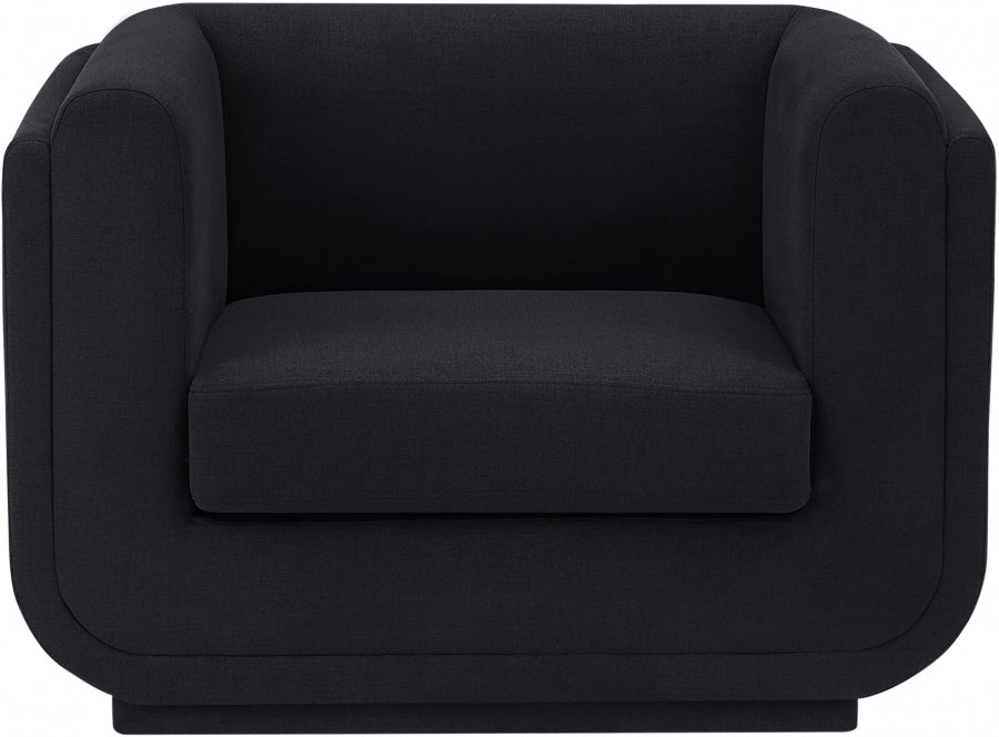 Kimora Linen Textured Fabric Chair Black - 151Black-C - Vega Furniture