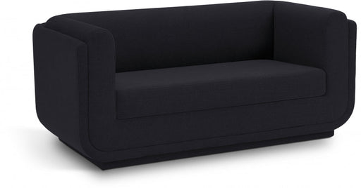 Kimora Linen Textured Fabric Loveseat Black - 151Black-L - Vega Furniture