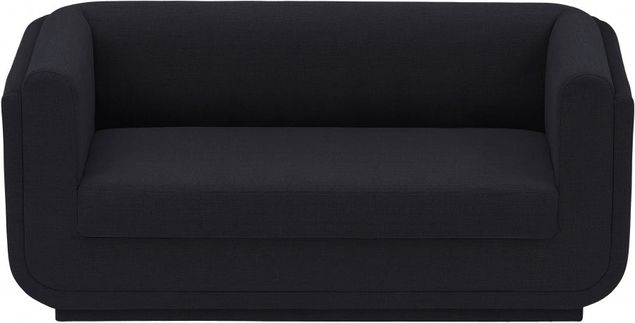 Kimora Linen Textured Fabric Loveseat Black - 151Black-L - Vega Furniture