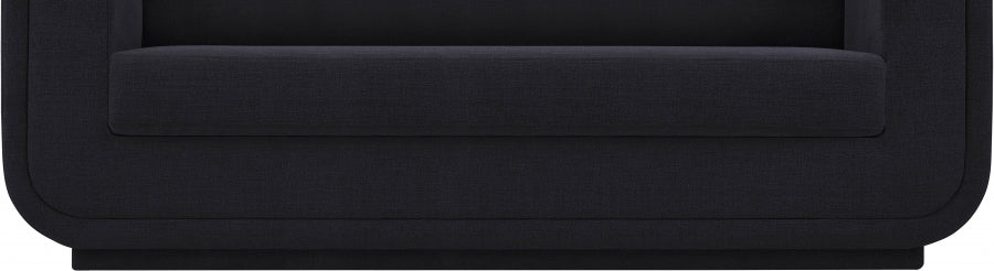 Kimora Linen Textured Fabric Loveseat Black - 151Black-L - Vega Furniture