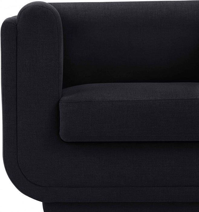 Kimora Linen Textured Fabric Loveseat Black - 151Black-L - Vega Furniture