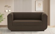 Kimora Linen Textured Fabric Loveseat Brown - 151Brown-L - Vega Furniture