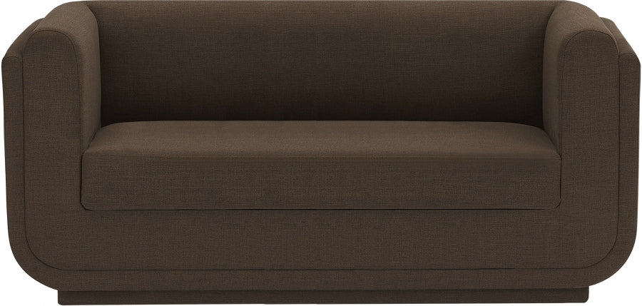 Kimora Linen Textured Fabric Loveseat Brown - 151Brown-L - Vega Furniture