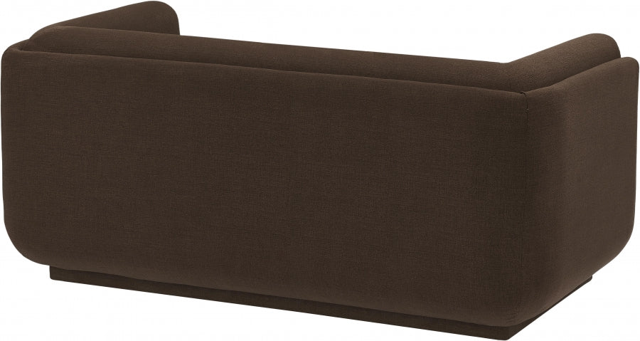 Kimora Linen Textured Fabric Loveseat Brown - 151Brown-L - Vega Furniture