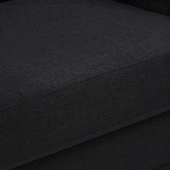 Kimora Linen Textured Fabric Sofa Black - 151Black-S - Vega Furniture