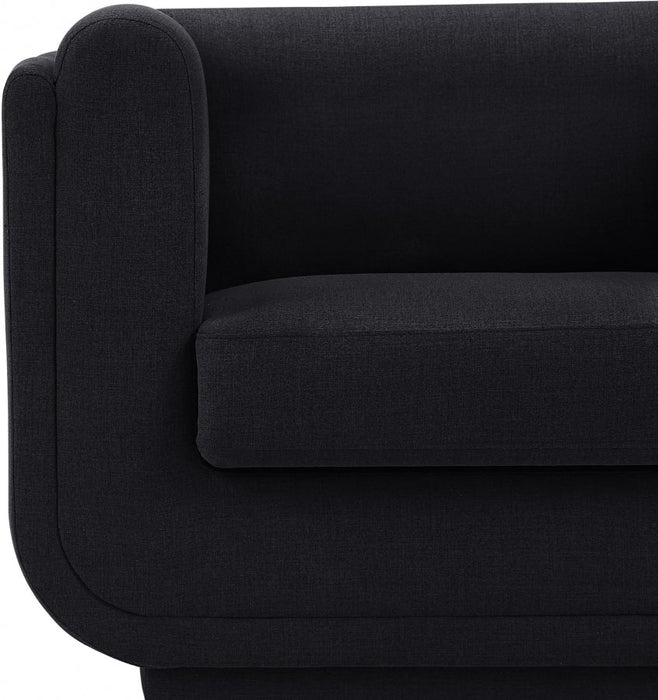 Kimora Linen Textured Fabric Sofa Black - 151Black-S - Vega Furniture