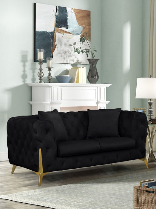 Kingdom Black Velvet Loveseat - 695Black-L - Vega Furniture