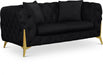 Kingdom Black Velvet Loveseat - 695Black-L - Vega Furniture