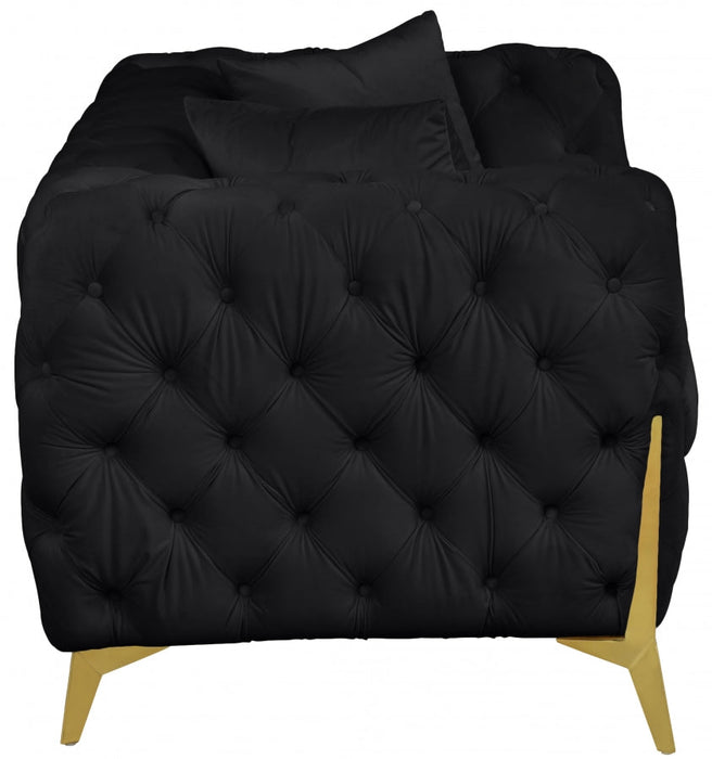 Kingdom Black Velvet Loveseat - 695Black-L - Vega Furniture