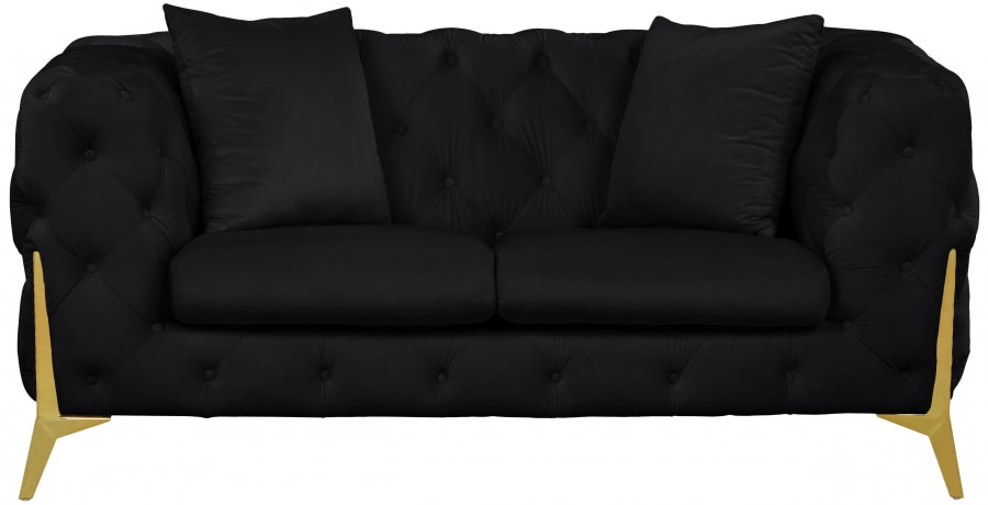 Kingdom Black Velvet Loveseat - 695Black-L - Vega Furniture