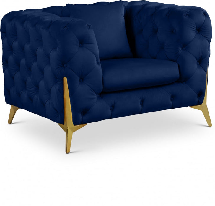 Kingdom Blue Velvet Chair - 695Navy-C - Vega Furniture