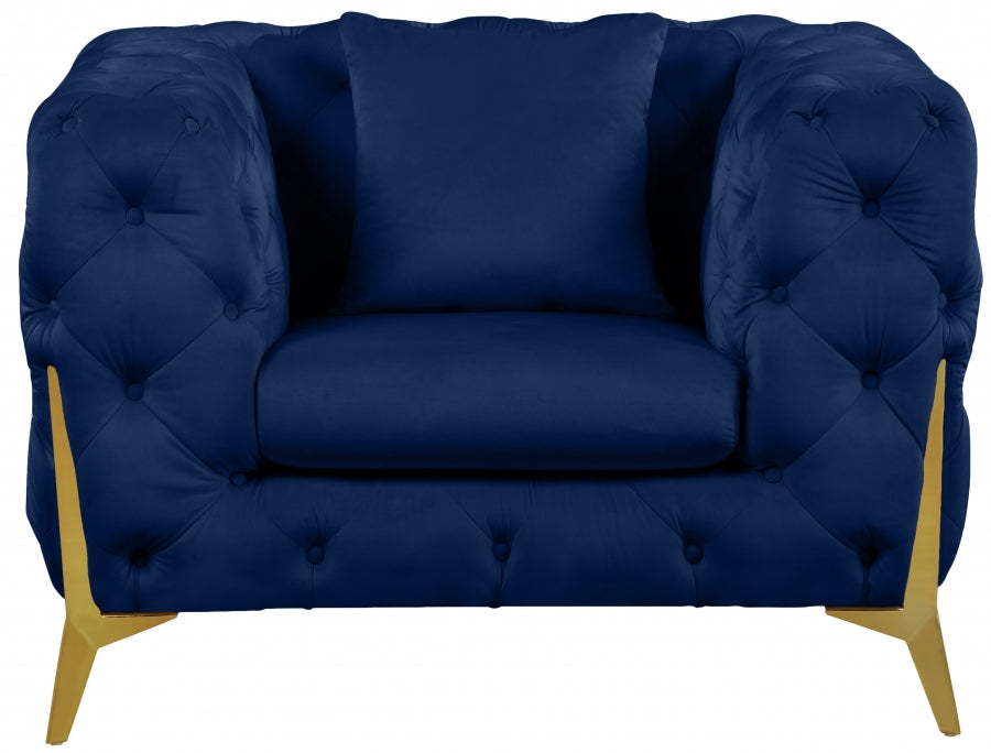 Kingdom Blue Velvet Chair - 695Navy-C - Vega Furniture