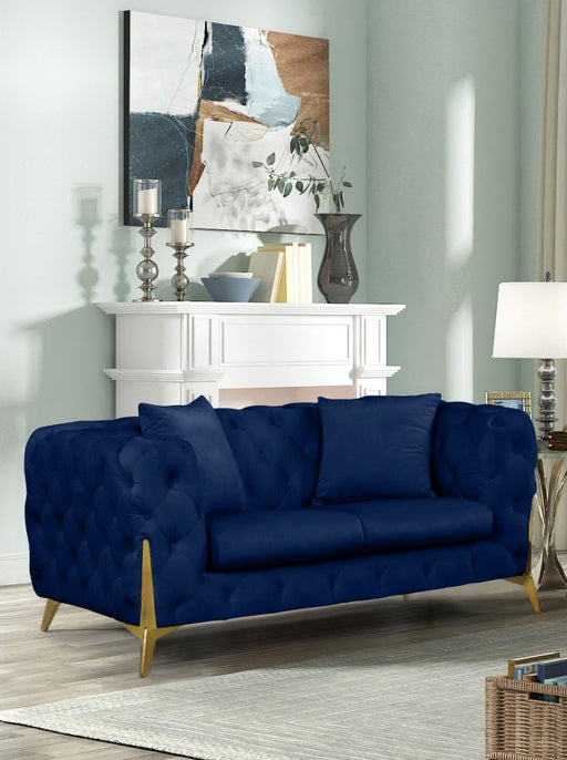 Kingdom Blue Velvet Loveseat - 695Navy-L - Vega Furniture
