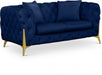 Kingdom Blue Velvet Loveseat - 695Navy-L - Vega Furniture