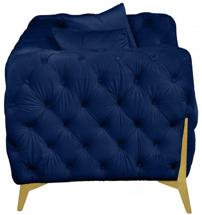 Kingdom Blue Velvet Loveseat - 695Navy-L - Vega Furniture