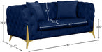 Kingdom Blue Velvet Loveseat - 695Navy-L - Vega Furniture