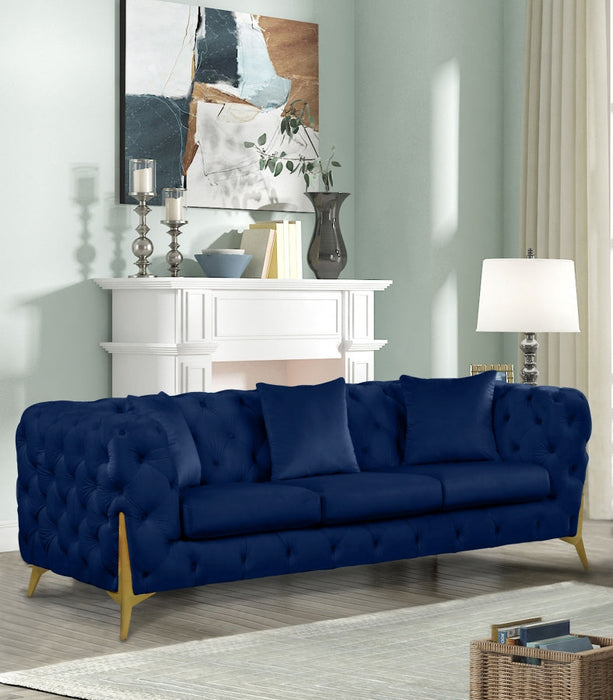 Kingdom Blue Velvet Sofa - 695Navy-S - Vega Furniture