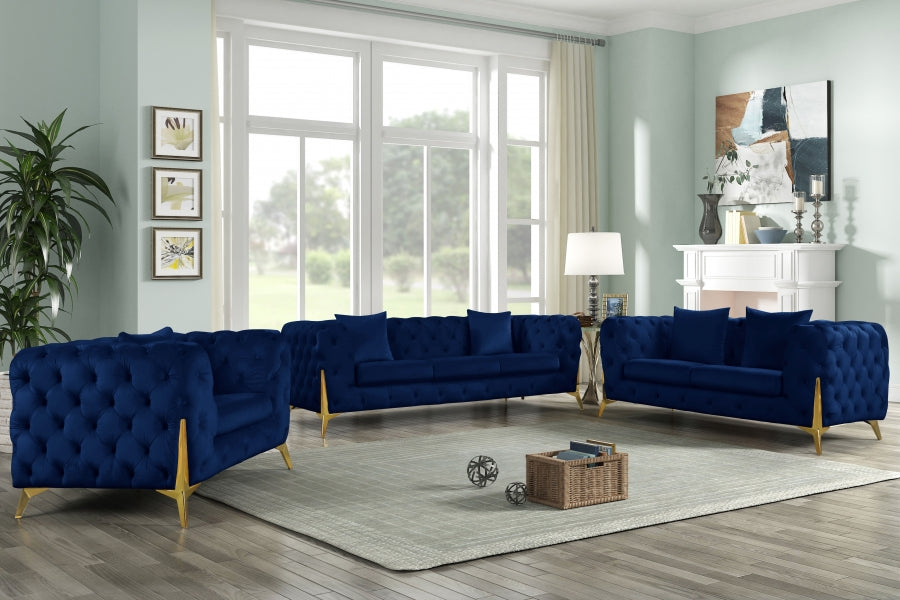 Kingdom Blue Velvet Sofa - 695Navy-S - Vega Furniture