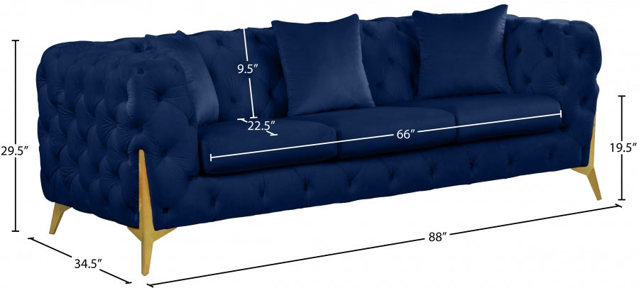 Kingdom Blue Velvet Sofa - 695Navy-S - Vega Furniture