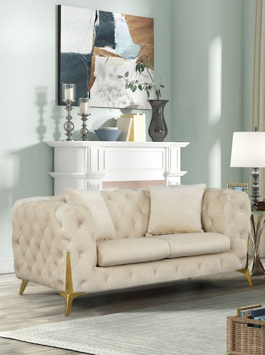 Kingdom Cream Velvet Loveseat - 695Cream-L - Vega Furniture