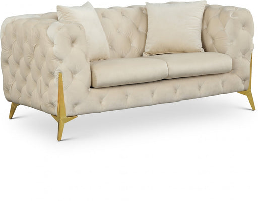 Kingdom Cream Velvet Loveseat - 695Cream-L - Vega Furniture