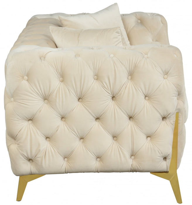 Kingdom Cream Velvet Loveseat - 695Cream-L - Vega Furniture