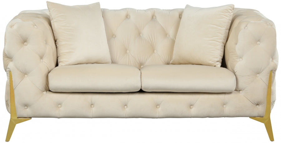 Kingdom Cream Velvet Loveseat - 695Cream-L - Vega Furniture