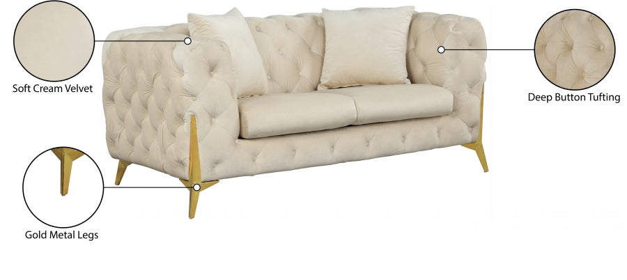 Kingdom Cream Velvet Loveseat - 695Cream-L - Vega Furniture