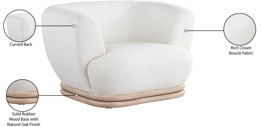 Kipton Cream Boucle Fabric Chair - 648Cream-C - Vega Furniture