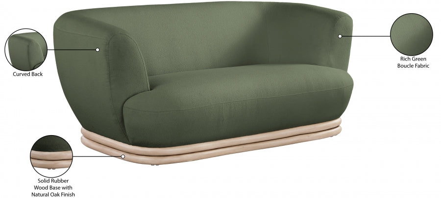 Kipton Green Boucle Fabric Loveseat - 648Green-L - Vega Furniture