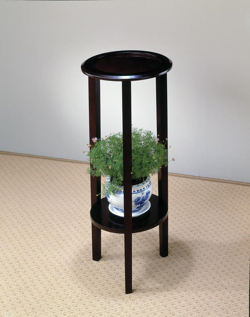 Kirk Espresso Round Accent Table with Bottom Shelf - 900936 - Vega Furniture